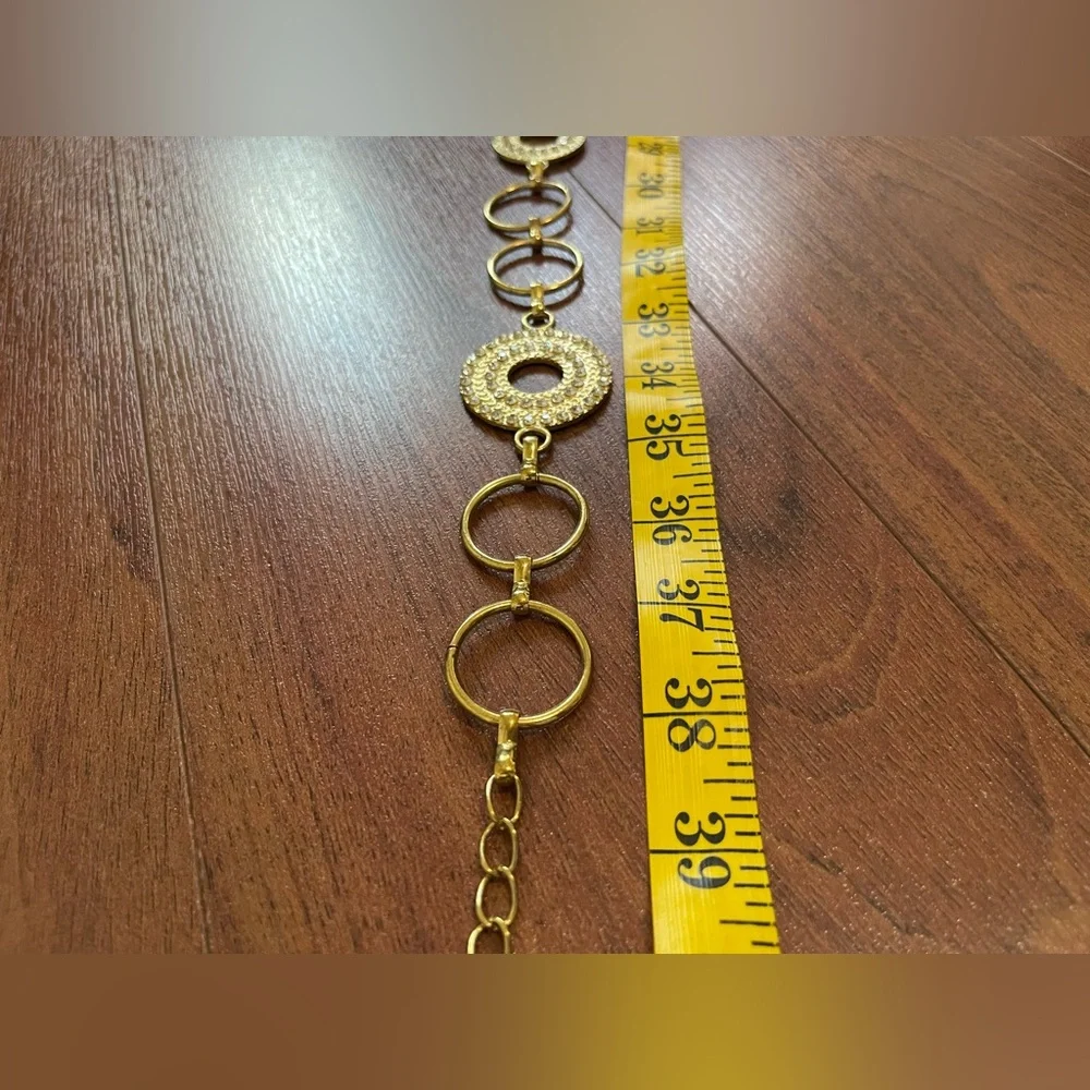 Amazing Vintage gold tone and rhinestone chain belt adjustable size